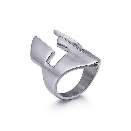 Titanium Steel Spartan Helmet Ring for Men - Vintage Gladiator Design in Stainless Steel