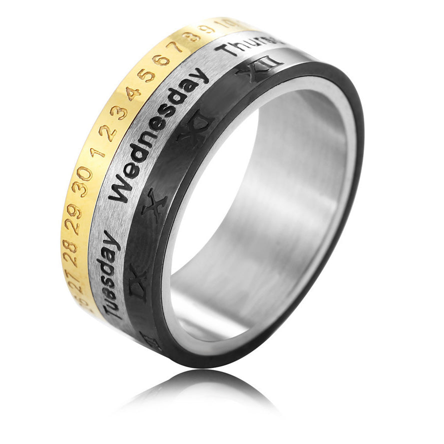 European and American Gold Men's Titanium Steel Ring