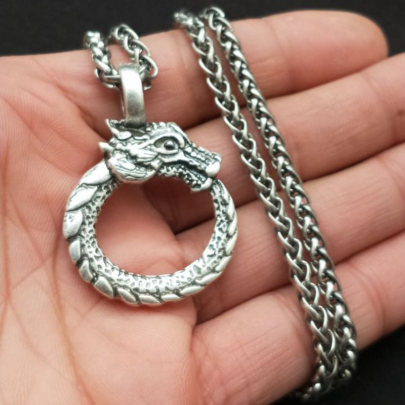 Dragon Pendant Necklace Inspired by Viking Odin - European and American Fashion Jewelry for Men