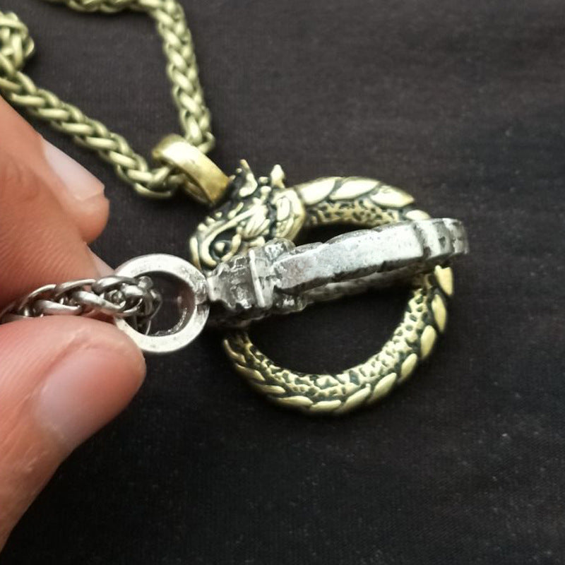 Dragon Pendant Necklace Inspired by Viking Odin - European and American Fashion Jewelry for Men