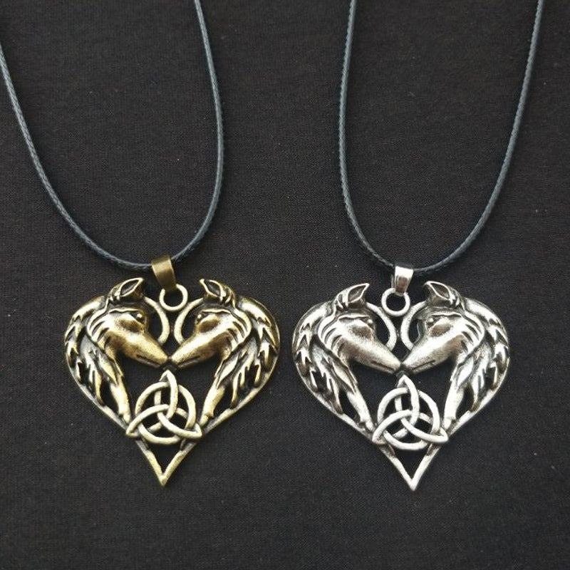 Enchanted Love Pendant Necklace for Couples - Viking Wolf Alloy Necklace