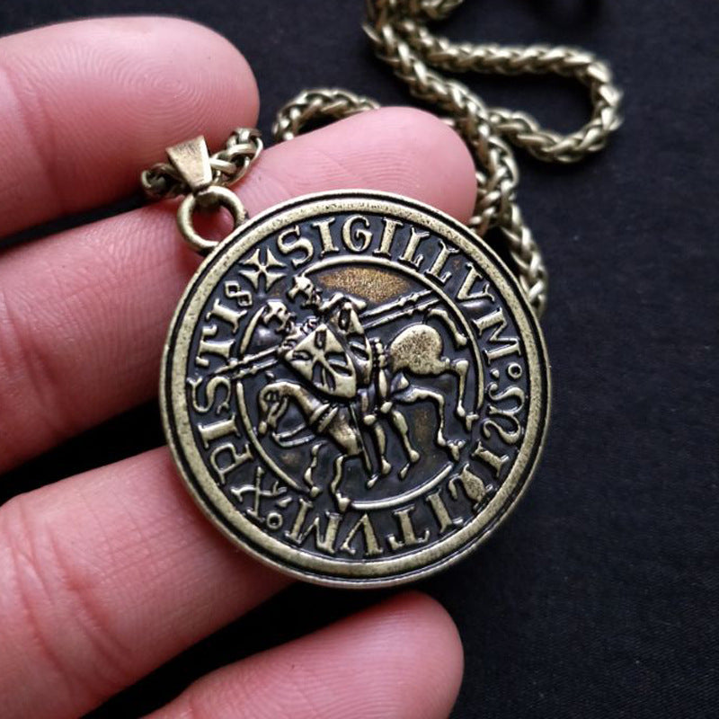 Double-sided Templar Knight Necklace with Viking and Assassin's Creed Inspiration