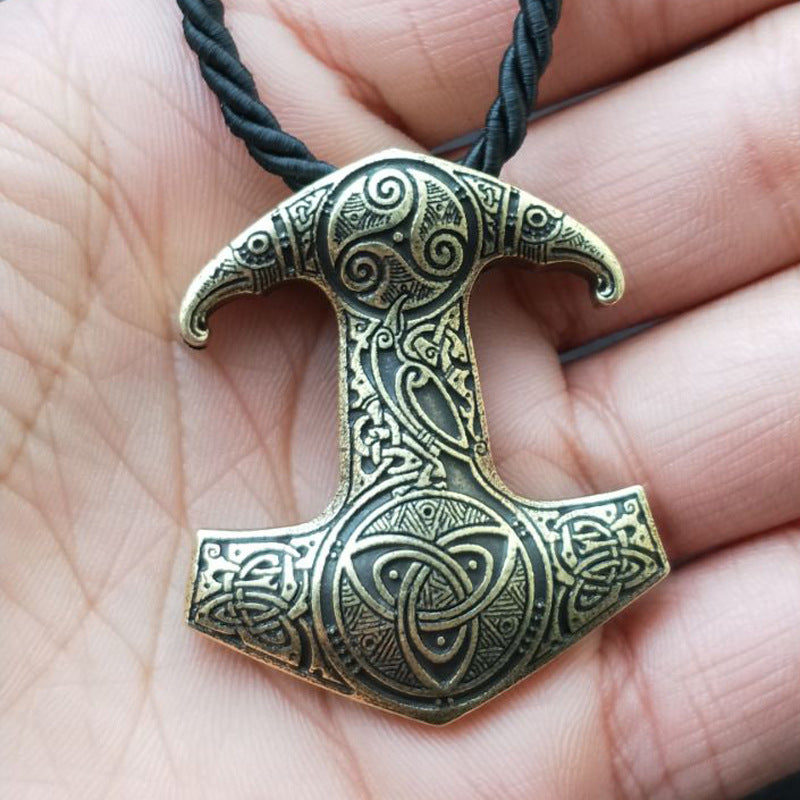 Raven King Necklace: Authentic Norse Men's Jewelry, Hammer of Thor Pendant