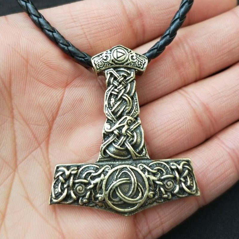 Legendary Norse Thor Hammer and Dragon Talisman Necklace for Men