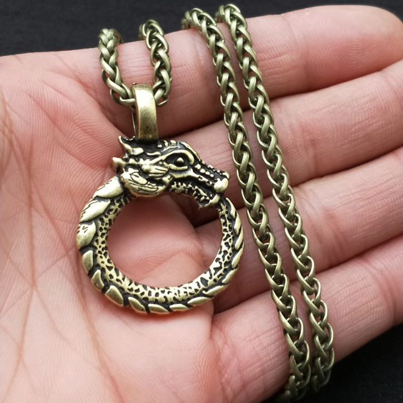 Dragon Pendant Necklace Inspired by Viking Odin - European and American Fashion Jewelry for Men