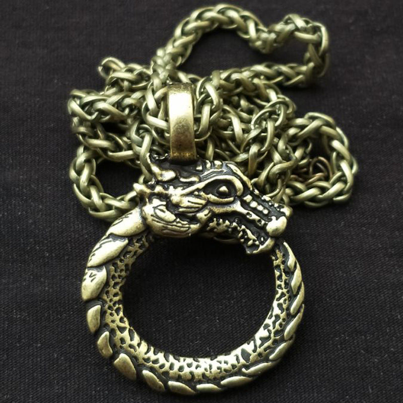 Dragon Pendant Necklace Inspired by Viking Odin - European and American Fashion Jewelry for Men