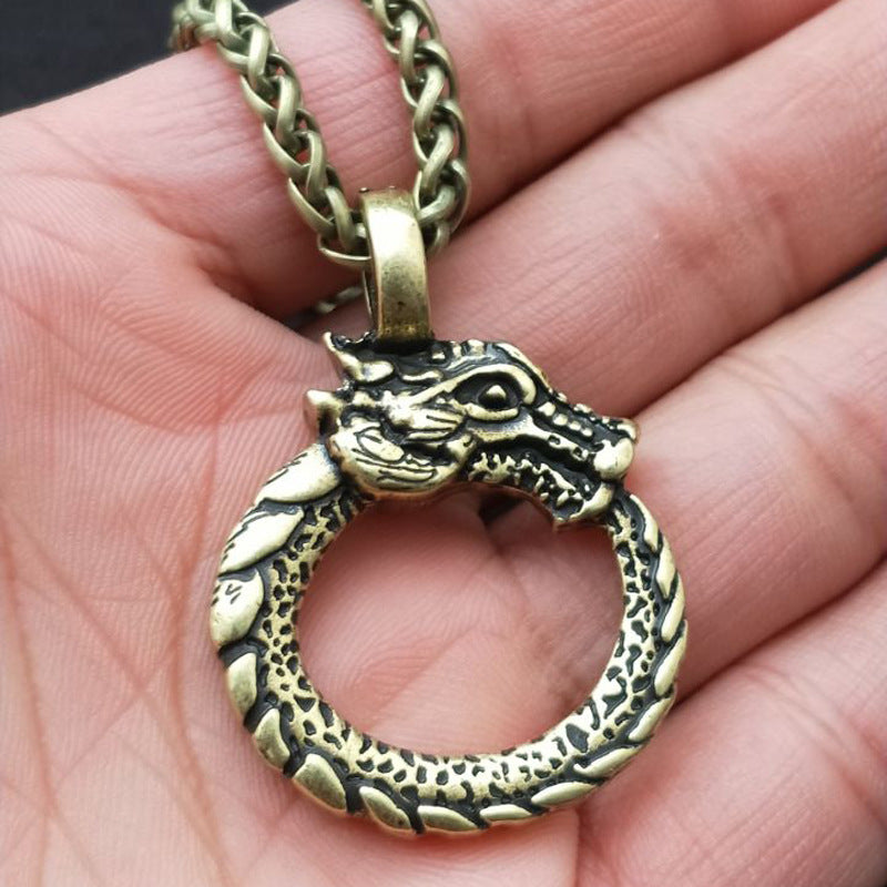 Dragon Pendant Necklace Inspired by Viking Odin - European and American Fashion Jewelry for Men