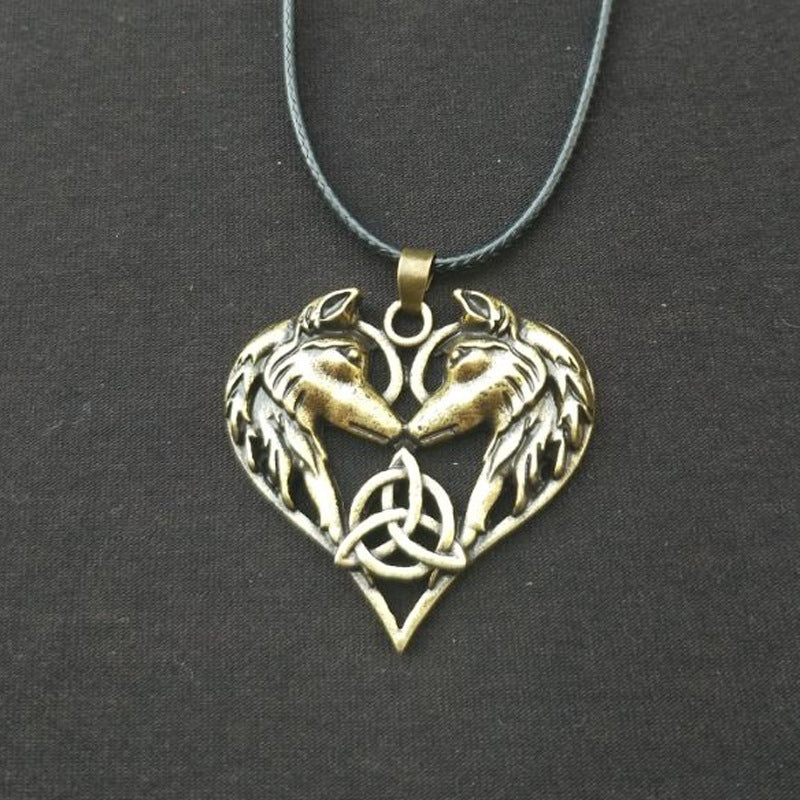 Enchanted Love Pendant Necklace for Couples - Viking Wolf Alloy Necklace