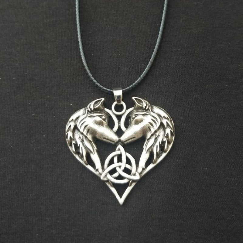 Enchanted Love Pendant Necklace for Couples - Viking Wolf Alloy Necklace