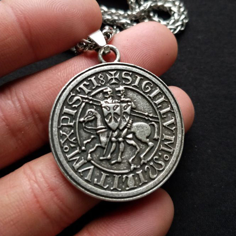 Double-sided Templar Knight Necklace with Viking and Assassin's Creed Inspiration