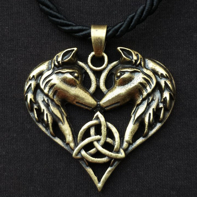 Enchanted Love Pendant Necklace for Couples - Viking Wolf Alloy Necklace