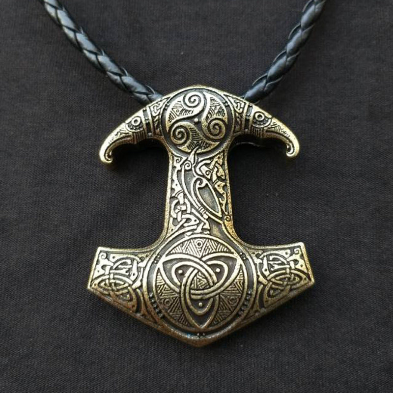 Raven King Necklace: Authentic Norse Men's Jewelry, Hammer of Thor Pendant