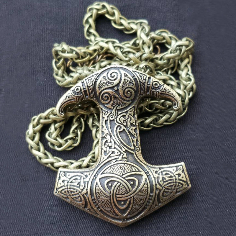 Raven King Necklace: Authentic Norse Men's Jewelry, Hammer of Thor Pendant