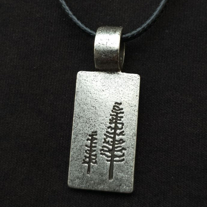 Mini Retro Silver Pine Metal Pendant Necklace for Women - Norse Legacy Collection