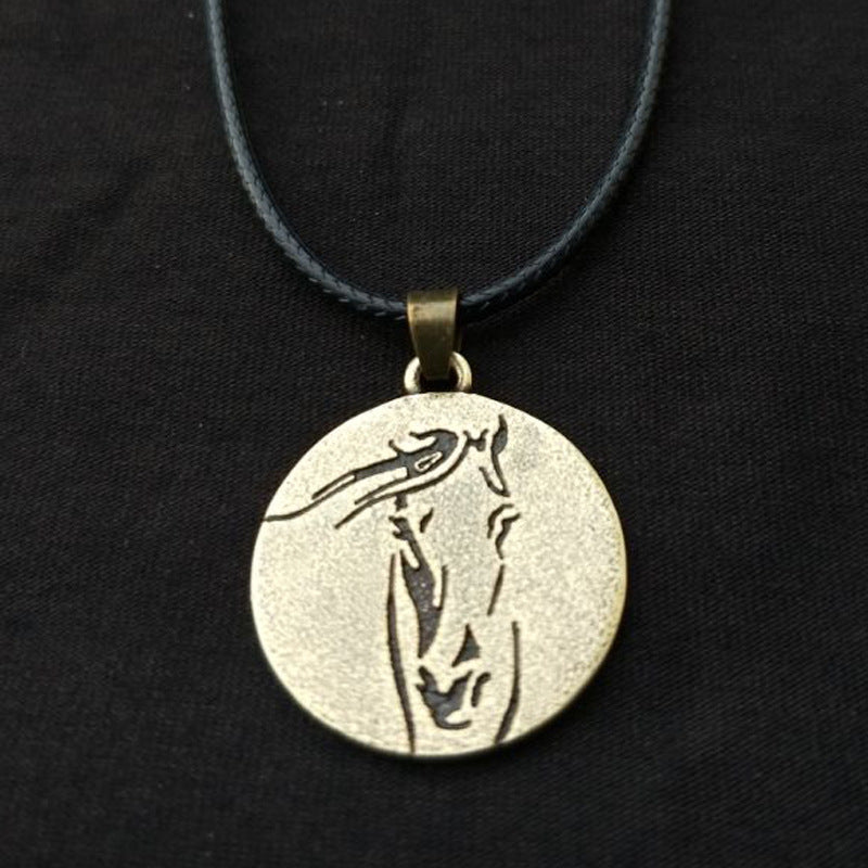 Equestrian Horse Head Necklace Set with Metal Pendants