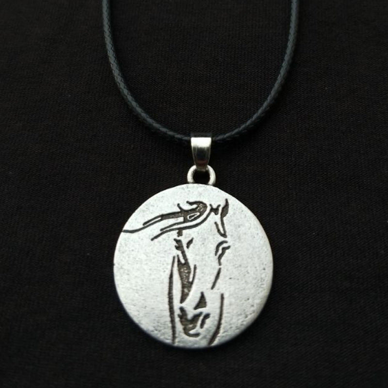 Equestrian Horse Head Necklace Set with Metal Pendants