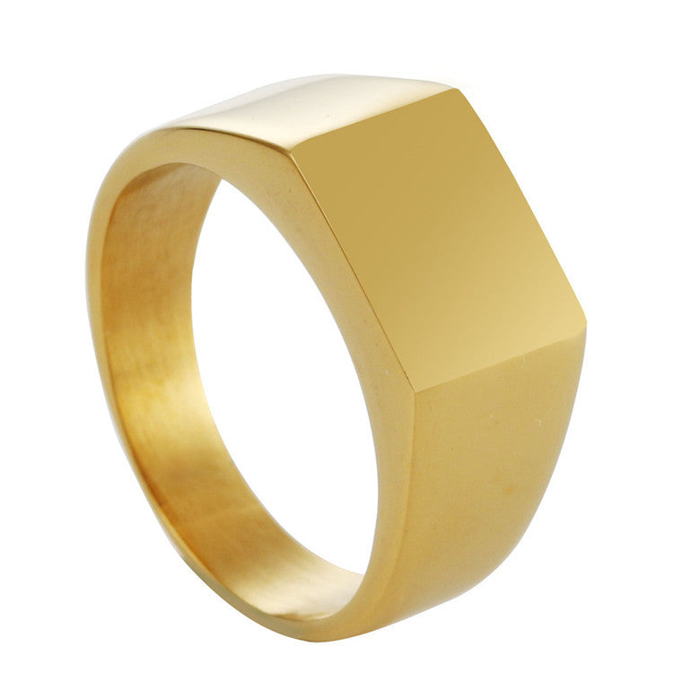 Sleek Titanium Steel Rectangular Ring for Men and Women - Modern Minimalist Accessory