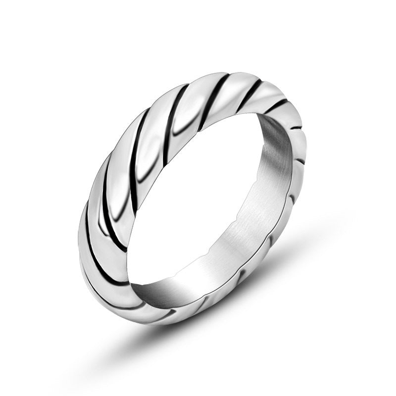 Elegant Titanium Steel Couple's Ring - Minimalist High-End Jewelry for Men