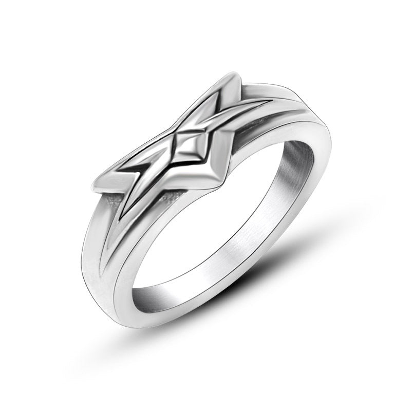 Korean-Inspired Retro Titanium Steel Pentagram Ring for Men and Women - Unisex Fashion Statement Finger Ring