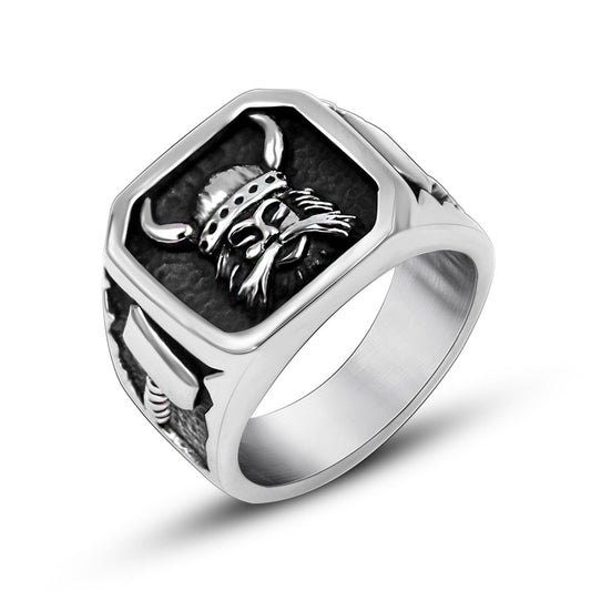 Personalized Viking-Inspired Titanium Steel Ring for Men - Trendy Old-Style Casting Jewelry