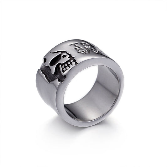 Titanium Steel Pirate Skull Ring for Men - Bold Hipster Fashion Jewelry for Nightlife