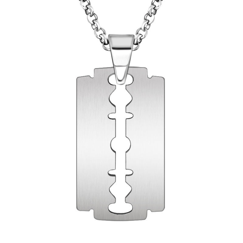 Customizable Titanium Steel Men's Blade Pendant Necklace - Minimalist Design for Every Occasion