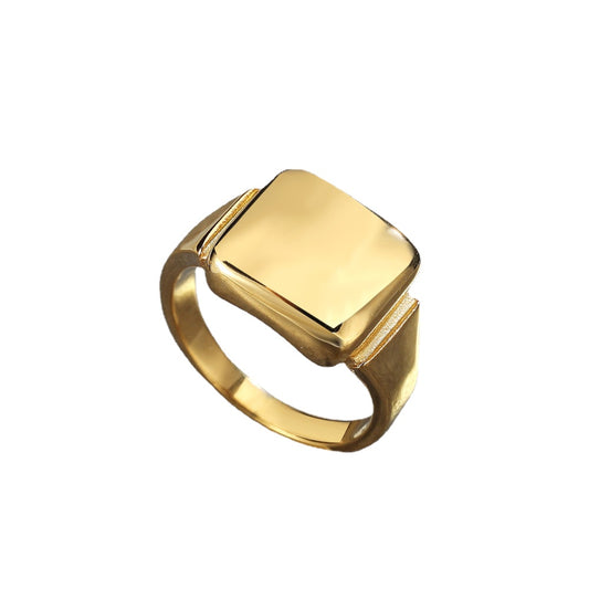 Everyday Genie Titanium Steel Retro Square Ring