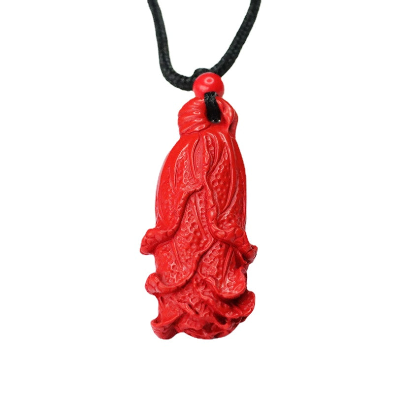 Cinnabar Cabbage Pendant Necklace