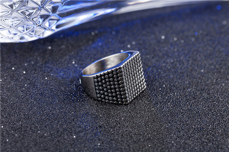 Men's Stainless Steel Polka Dot Ring for European and American Fashion