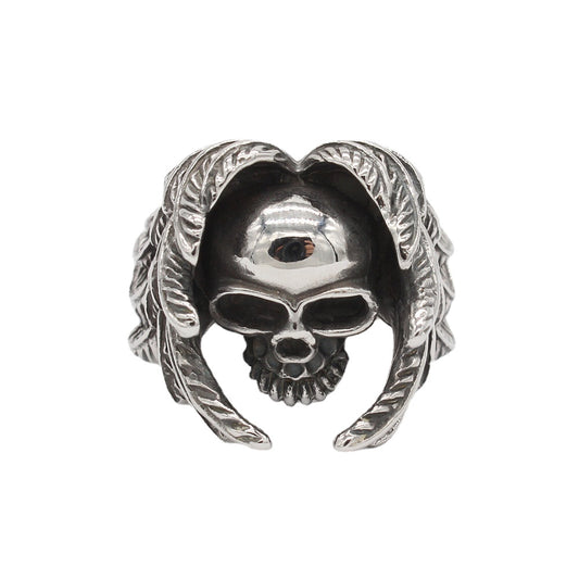 Halloween Wings Skull Titanium Steel Ring for Men