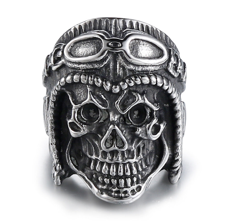 Titanium Steel Skull Ring for Men - Retro Punk Style Dominant Personality Jewelry