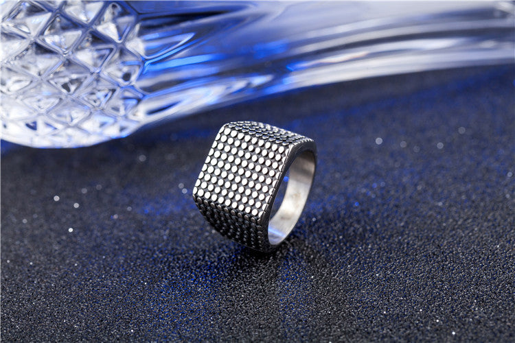 Men's Stainless Steel Polka Dot Ring for European and American Fashion