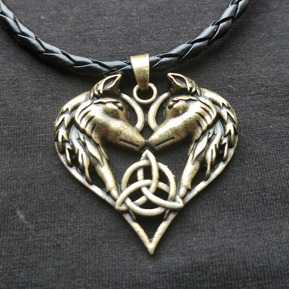 Enchanted Love Pendant Necklace for Couples - Viking Wolf Alloy Necklace