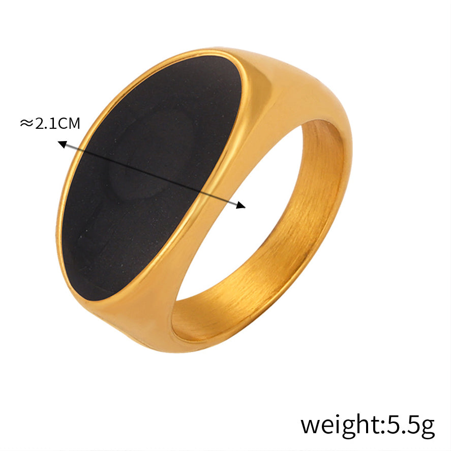 Golden Geometric Enamel Glaze Ring - Stylish Retro Women's Jewelry