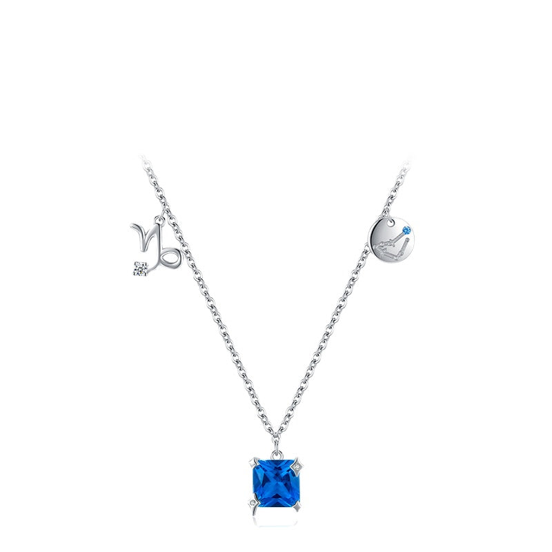 Sterling Silver Zodiac Necklace with Zircon Detail