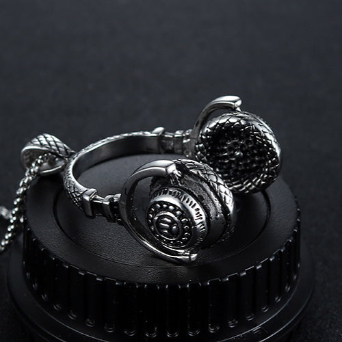 Trendy Rock-Inspired Titanium Steel Earphone Pendant Jewelry for Men and Women