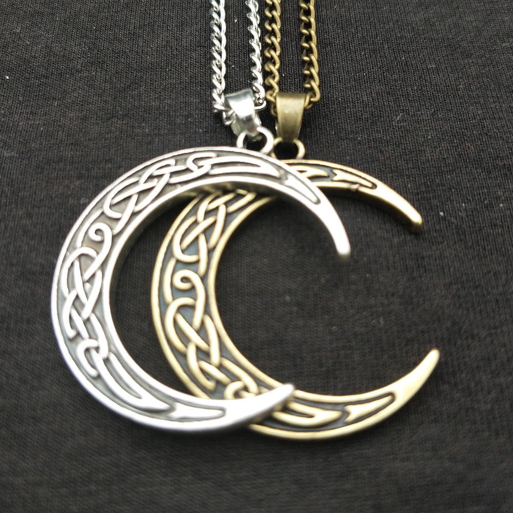 Moonlit Celtic Crescent Necklace from Norse Legacy by Planderful - Wholesale Vintage Men's Jewelry