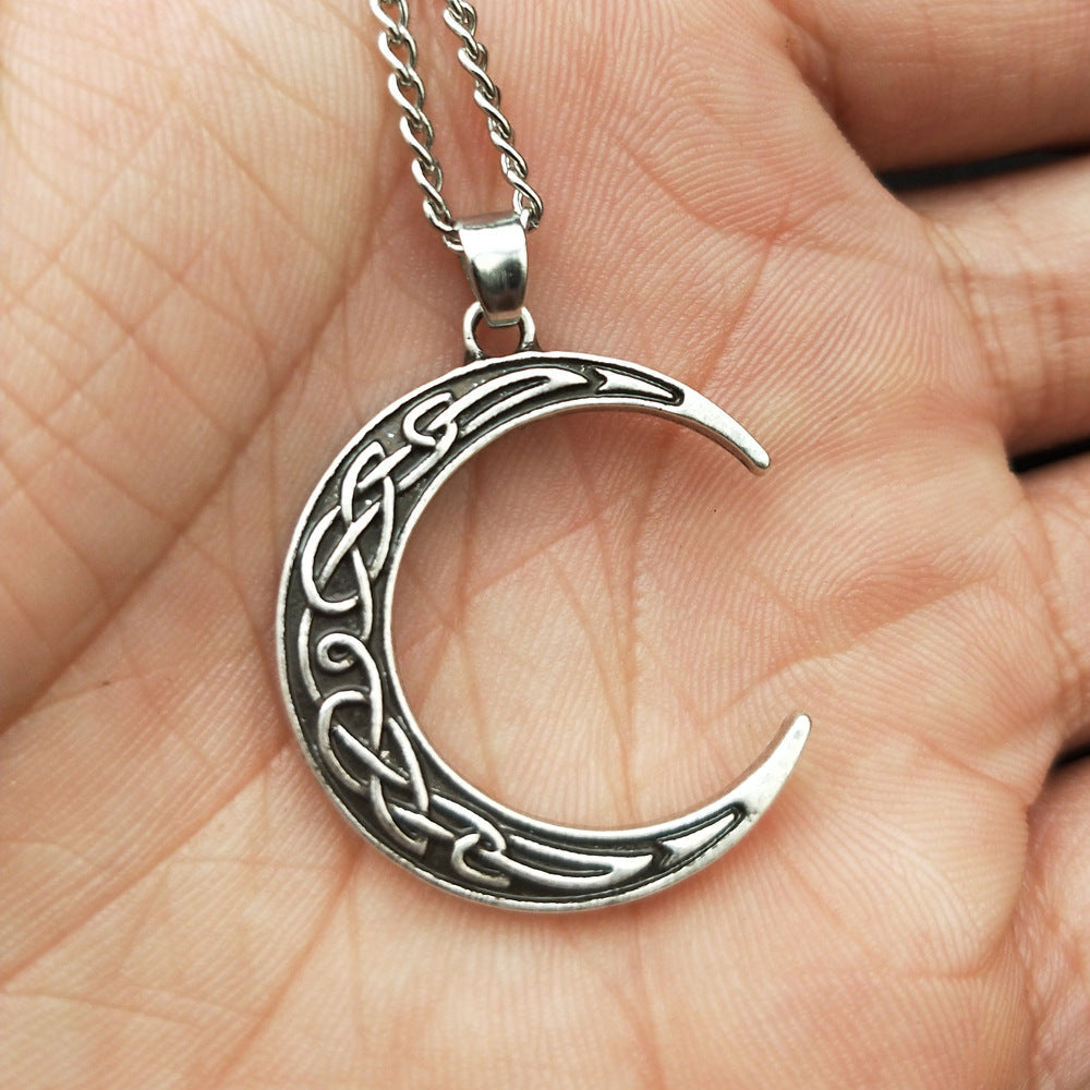 Moonlit Celtic Crescent Necklace from Norse Legacy by Planderful - Wholesale Vintage Men's Jewelry