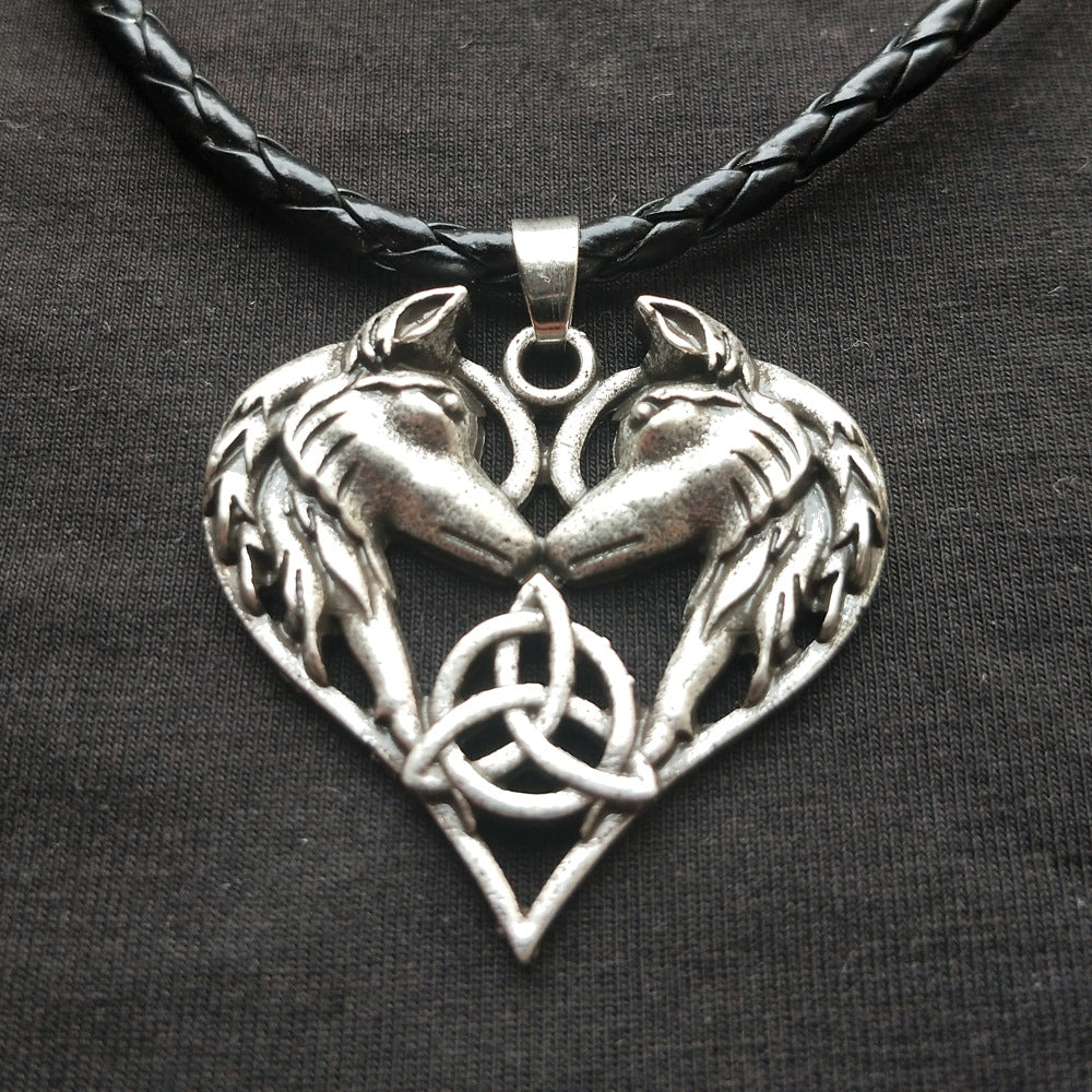 Enchanted Love Pendant Necklace for Couples - Viking Wolf Alloy Necklace