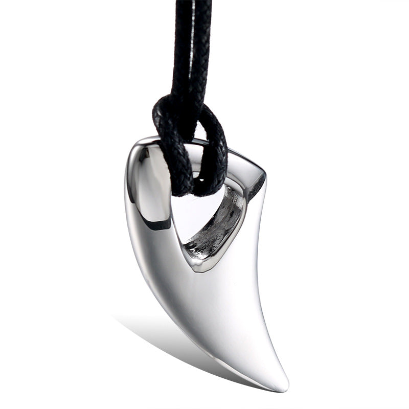 Titanium Steel Wolf Tooth Pendant, Stylish Men's Punk Necklace, Hipster Accessories for Him