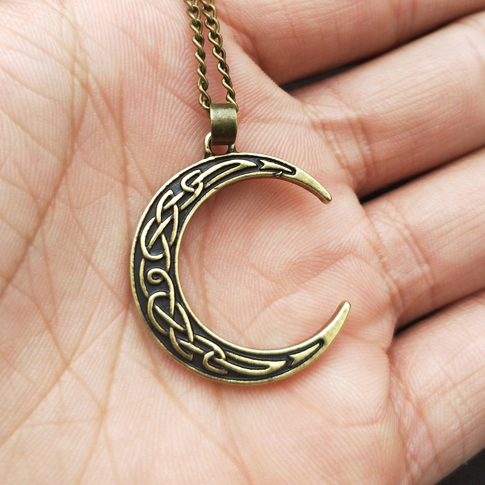 Moonlit Celtic Crescent Necklace from Norse Legacy by Planderful - Wholesale Vintage Men's Jewelry