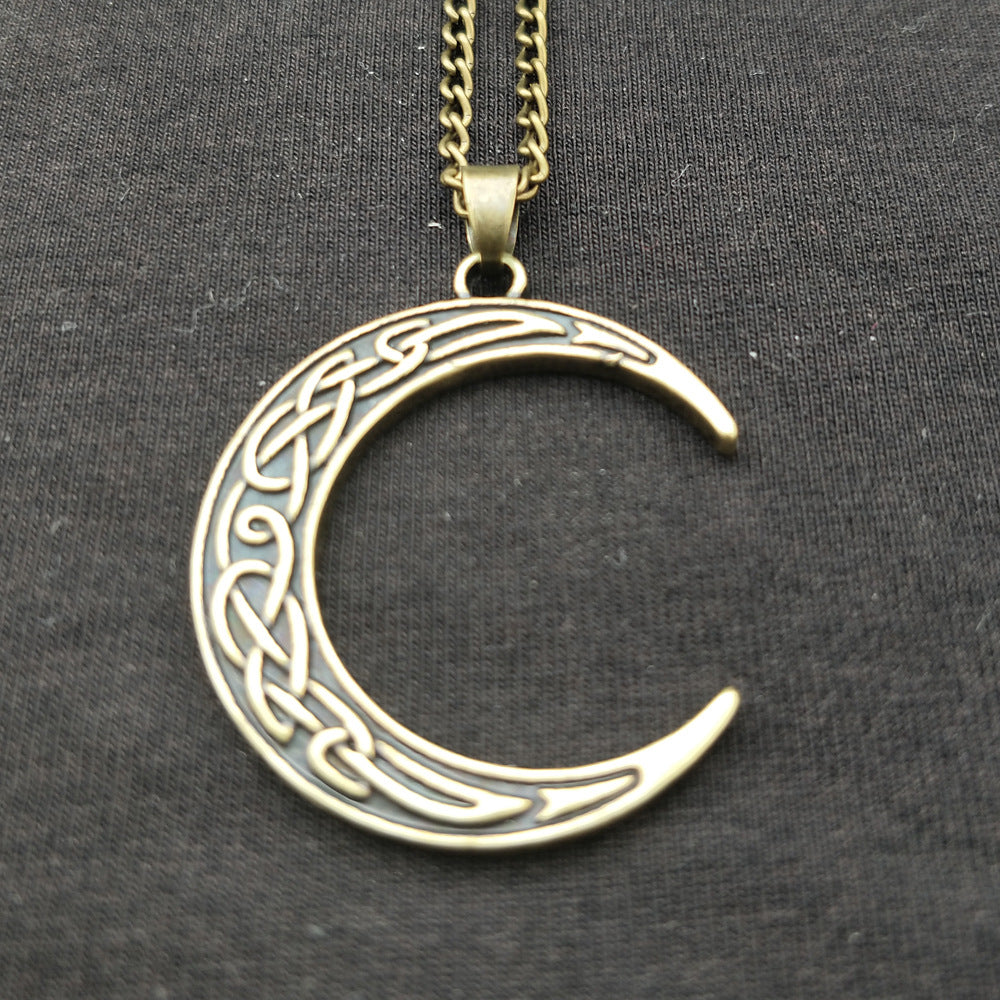 Moonlit Celtic Crescent Necklace from Norse Legacy by Planderful - Wholesale Vintage Men's Jewelry