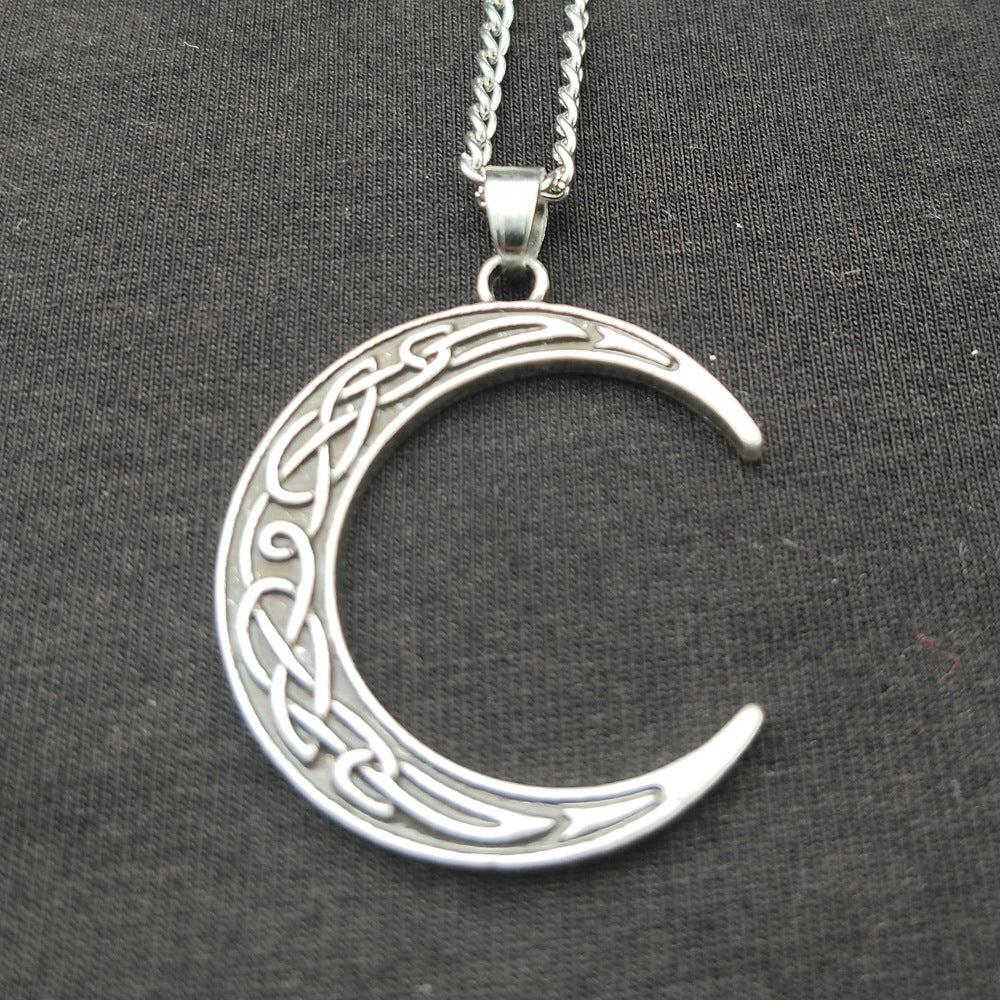 Moonlit Celtic Crescent Necklace from Norse Legacy by Planderful - Wholesale Vintage Men's Jewelry