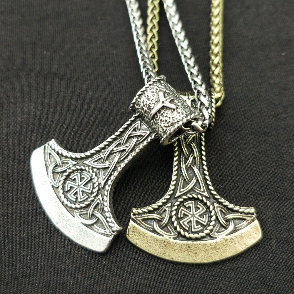 Viking Rune Hammer Amulet Necklace with Celtic Twist for Men