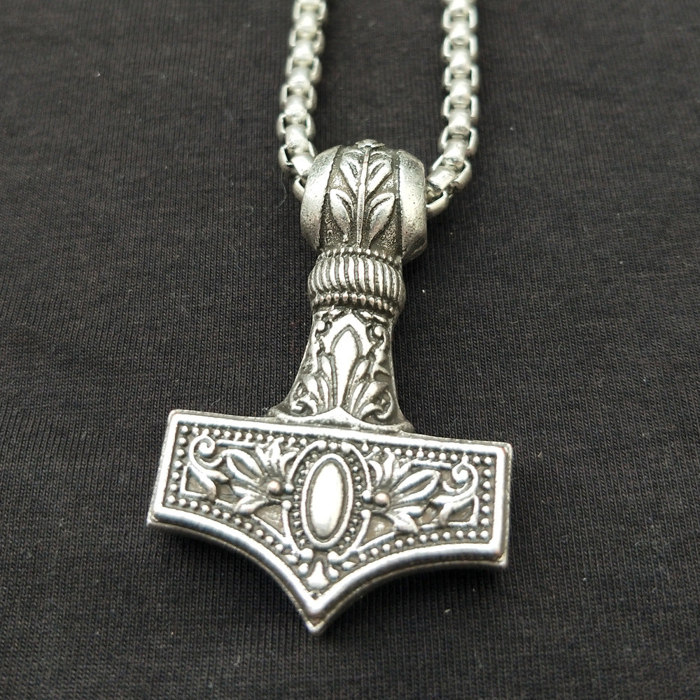 Norse Legacy Viking Hammer Necklace - Men's Metal Amulet Pendant