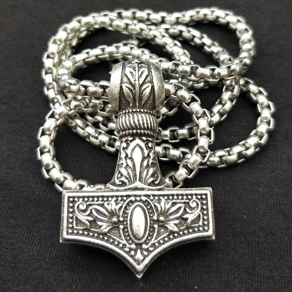 Norse Legacy Viking Hammer Necklace - Men's Metal Amulet Pendant