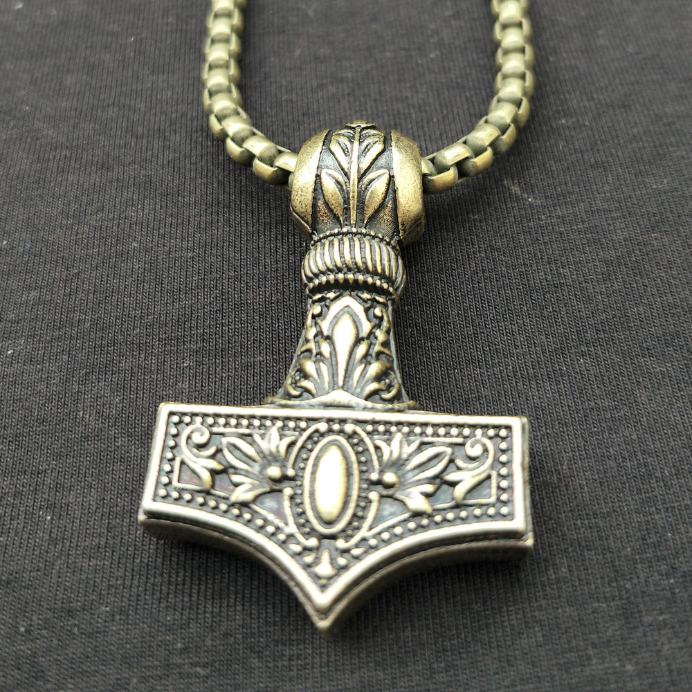 Norse Legacy Viking Hammer Necklace - Men's Metal Amulet Pendant