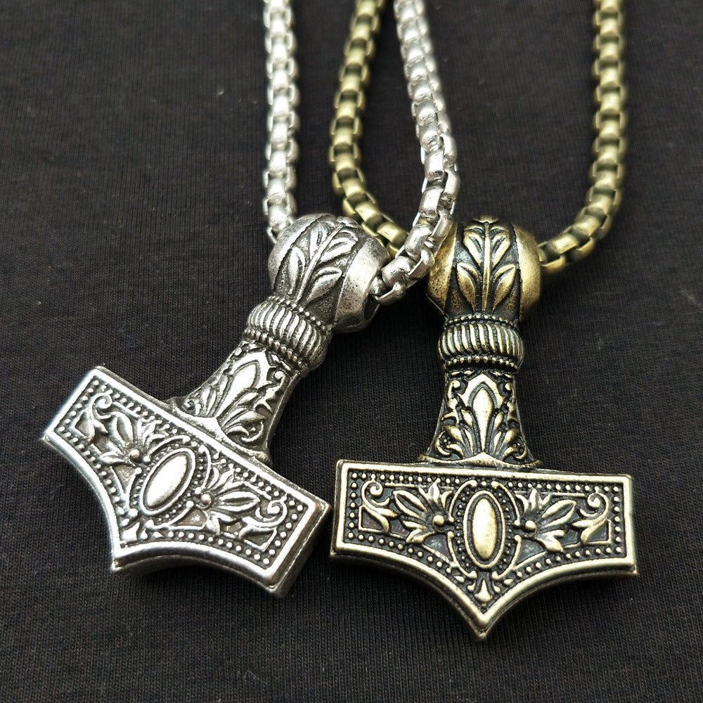 Norse Legacy Viking Hammer Necklace - Men's Metal Amulet Pendant