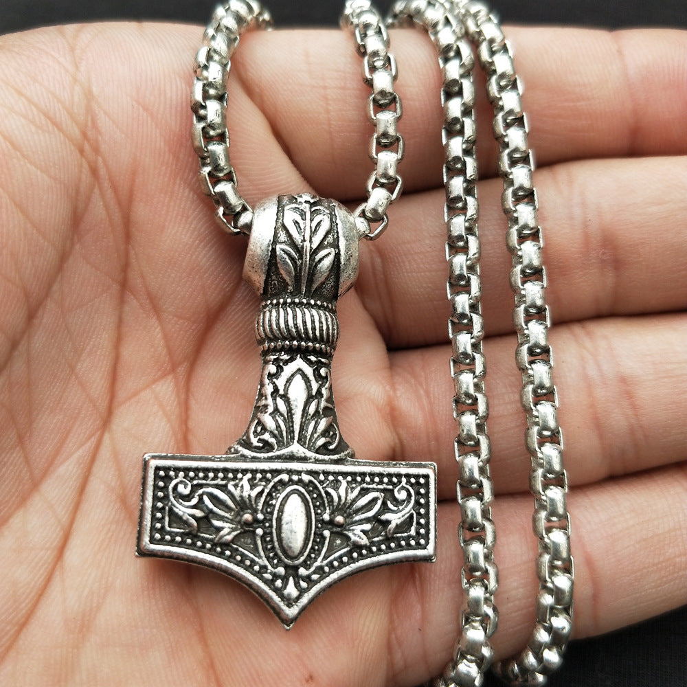 Norse Legacy Viking Hammer Necklace - Men's Metal Amulet Pendant