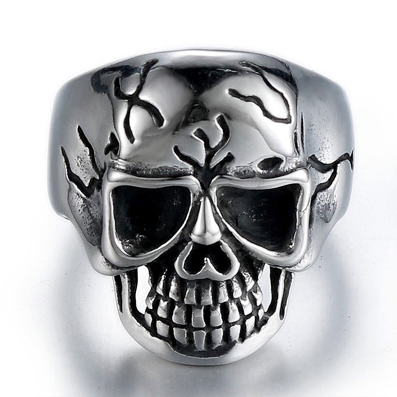 Titanium Steel Skull Ring for Men - Retro Punk Religious Totem Jewelry in European and American Style